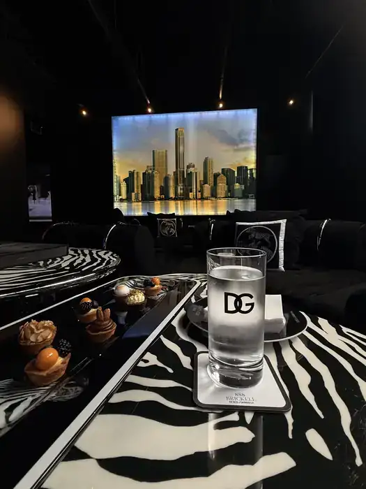 Interior of a private media and screening lounge
